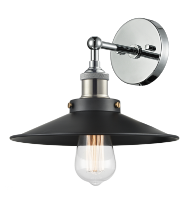  60 Watt Medium E26  Chrome Metal Wall Sconce (W46111CHBK) - Matteo