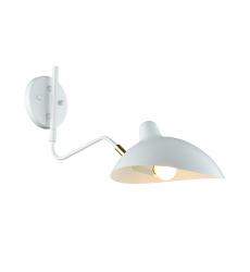 60 Watt Medium E26 White & Brushed Gold Metal Wall Sconce (W57901WH) - Matteo 60 Watt Medium E26 White & Brushed Gold Metal Wall Sconce (W57901WH) - Matteo