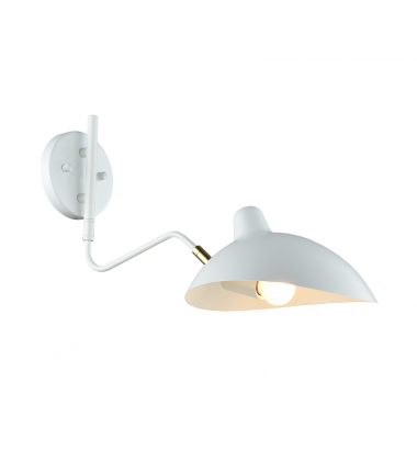  60 Watt Medium E26  White & Brushed Gold Metal Wall Sconce (W57901WH) - Matteo