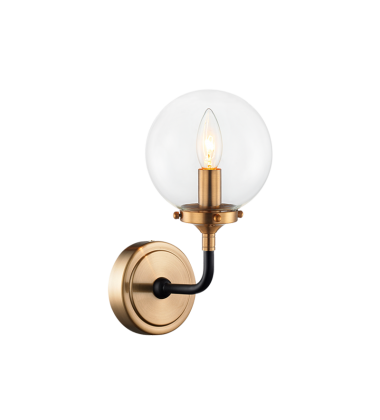 40 Watt Candelabra Aged Gold Brass Metal Wall Sconce (W58201AGCL) - Matteo 40 Watt Candelabra Aged Gold Brass Metal Wall Sconce (W58201AGCL) - Matteo
