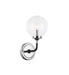 40 Watt Candelabra Black & Chrome Metal Wall Sconce (W58201CHCL) - Matteo 40 Watt Candelabra Black & Chrome Metal Wall Sconce (W58201CHCL) - Matteo