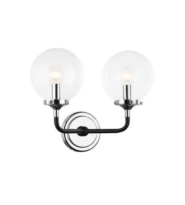 40 Watt Candelabra Black & Chrome Metal Wall Sconce (W58202CHCL) - Matteo 40 Watt Candelabra Black & Chrome Metal Wall Sconce (W58202CHCL) - Matteo