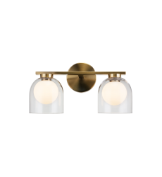  2 x 5W G9 120V Aged Gold Brass Metal Wall Sconce (W60702AGCL) - Matteo