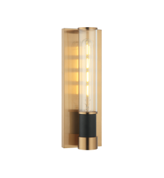  40 Watt Medium E26  Matte Black + Aged Gold Brass Metal Wall Sconce (W61201MBAG) - Matteo