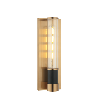 40 Watt Medium E26 Matte Black + Aged Gold Brass Metal Wall Sconce (W61201MBAG) - Matteo 40 Watt Medium E26 Matte Black + Aged Gold Brass Metal Wall Sconce (W61201MBAG) - Matteo