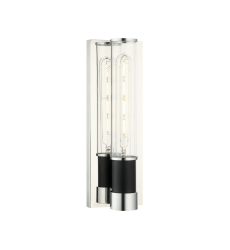 40 Watt Medium E26  Matte Black + Chrome Metal Wall Sconce (W61201MBCH) - Matteo