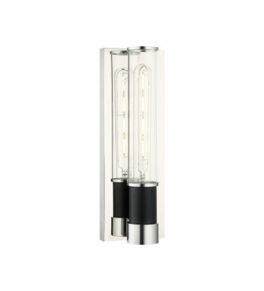  40 Watt Medium E26  Matte Black + Chrome Metal Wall Sconce (W61201MBCH) - Matteo