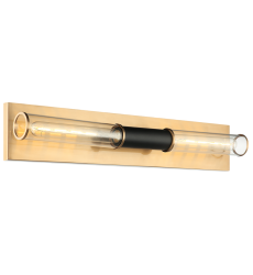  40 Watt Medium E26  Matte Black + Aged Gold Brass Metal Wall Sconce (W61202MBAG) - Matteo