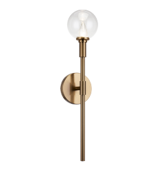  1 x 40W Candelabra Base-E12 120V Aged Gold Brass Metal Wall Sconce (W64801AGCL) - Matteo