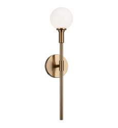  1 x 40W Candelabra Base-E12 120V Aged Gold Brass Metal Wall Sconce (W64801AGOP) - Matteo