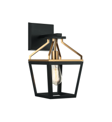  1 x 60W Medium Base-E26 120V? Black + Aged Gold Brass Metal Wall Sconce (W67001BKAG) - Matteo