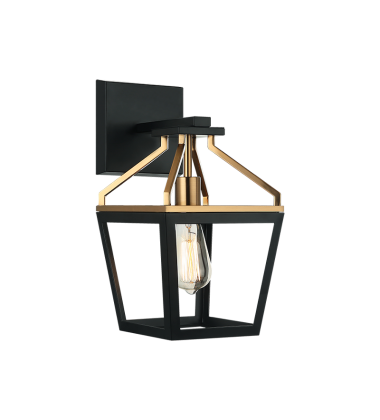 1 x 60W Medium Base-E26 120V? Black + Aged Gold Brass Metal Wall Sconce (W67001BKAG) - Matteo 1 x 60W Medium Base-E26 120V? Black + Aged Gold Brass Metal Wall Sconce (W67001BKAG) - Matteo