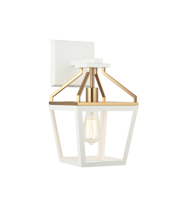 1 x 60W Medium Base-E26 120V? White + Aged Gold Brass Metal Wall Sconce (W67001WHAG) - Matteo 1 x 60W Medium Base-E26 120V? White + Aged Gold Brass Metal Wall Sconce (W67001WHAG) - Matteo