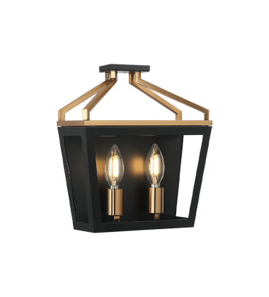 2 x 60W Medium Base-E26 120V? Black + Aged Gold Brass Metal Wall Sconce (W67012BKAG) - Matteo 2 x 60W Medium Base-E26 120V? Black + Aged Gold Brass Metal Wall Sconce (W67012BKAG) - Matteo