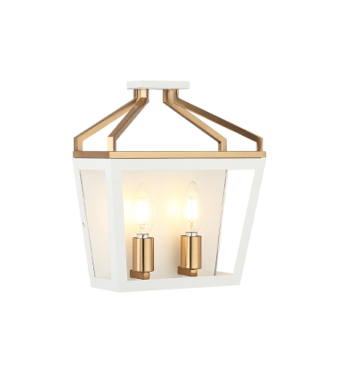 2 x 60W Medium Base-E26 120V? White + Aged Gold Brass Metal Wall Sconce (W67012WHAG) - Matteo 2 x 60W Medium Base-E26 120V? White + Aged Gold Brass Metal Wall Sconce (W67012WHAG) - Matteo