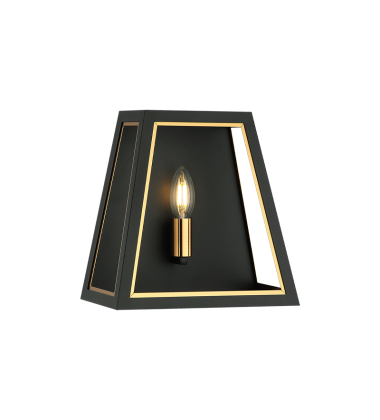  60W Candelabra Base Matte Black + Aged Gold Brass Metal Wall Sconce (W72101MBAG) - Matteo
