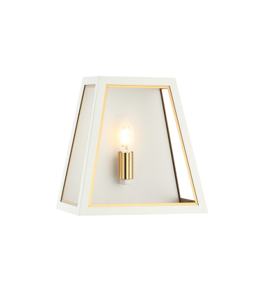 60W Candelabra Base White + Aged Gold Brass Metal Wall Sconce (W72101WHAG) - Matteo 60W Candelabra Base White + Aged Gold Brass Metal Wall Sconce (W72101WHAG) - Matteo