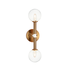 25 Watt Candelabra E12 Aged Gold Brass Metal Wall Sconce (W75312AGCL) - Matteo 25 Watt Candelabra E12 Aged Gold Brass Metal Wall Sconce (W75312AGCL) - Matteo