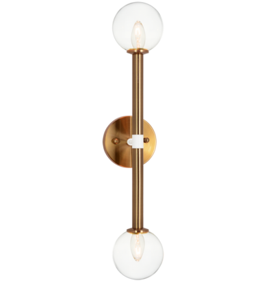 25 Watt Candelabra E12 Aged Gold Brass Metal Wall Sconce (W75322AGCL) - Matteo 25 Watt Candelabra E12 Aged Gold Brass Metal Wall Sconce (W75322AGCL) - Matteo