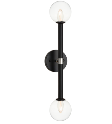  25 Watt Candelabra E12  Black Metal Wall Sconce (W75322BKCL) - Matteo