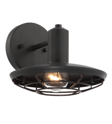  60 Watt Medium E26  Matte Black Metal Wall Sconce (W75701MB) - Matteo