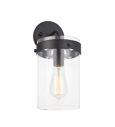  60 Watt Medium E26  Black Metal Wall Sconce (W78401BK) - Matteo