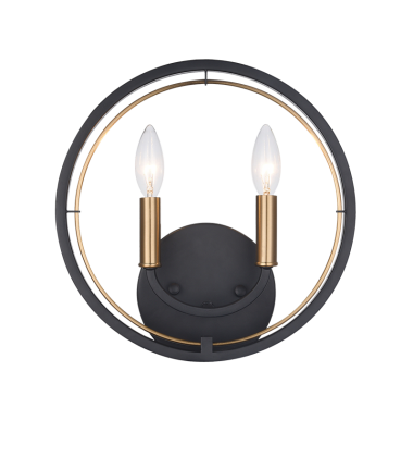  40 Watt Candelabra E12  Black Metal Wall Sconce (W78602BK) - Matteo
