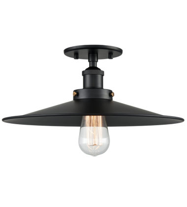  60 Watt Medium E26  Black Metal Ceiling Mount (X46113BKBK) - Matteo