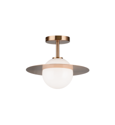  60 Watt Candelabra E12  Aged Gold Brass + Opal Glass Metal Flush Mounts (X60401AGOP) - Matteo