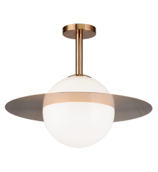 60 Watt Medium E26 Aged Gold Brass + Opal Glass Metal Flush Mounts (X60411AGOP) - Matteo 60 Watt Medium E26 Aged Gold Brass + Opal Glass Metal Flush Mounts (X60411AGOP) - Matteo