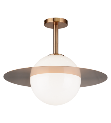  60 Watt Medium E26  Aged Gold Brass + Opal Glass Metal Flush Mounts (X60411AGOP) - Matteo