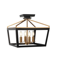  1 x 60W Medium Base-E26 120V? Black + Aged Gold Brass Metal Ceiling Mount (X67004BKAG) - Matteo