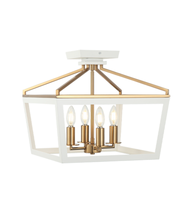 1 x 60W Medium Base-E26 120V? White + Aged Gold Brass Metal Ceiling Mount (X67004WHAG) - Matteo 1 x 60W Medium Base-E26 120V? White + Aged Gold Brass Metal Ceiling Mount (X67004WHAG) - Matteo