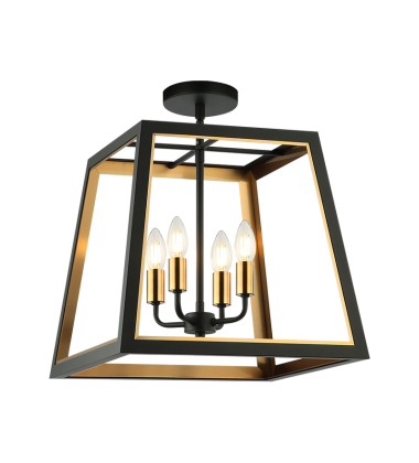  60W Candelabra Base Matte Black + Aged Gold Brass Metal Ceiling Mount (X72104MBAG) - Matteo