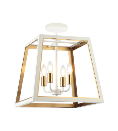 60W Candelabra Base White + Aged Gold Brass Metal Ceiling Mount (X72104WHAG) - Matteo 60W Candelabra Base White + Aged Gold Brass Metal Ceiling Mount (X72104WHAG) - Matteo