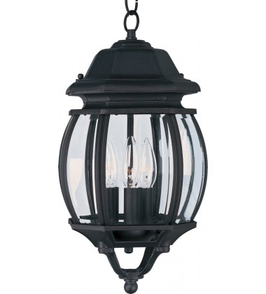 Crown Hill 3-Light Outdoor Hanging Lantern-(1036BK)-Maxim Crown Hill 3-Light Outdoor Hanging Lantern-(1036BK)-Maxim