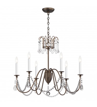  Plumette 6-Light Chandelier w Crystal-(12166CHB/CRY)-Maxim