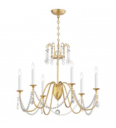  Plumette 6-Light Chandelier w Crystal-(12166GL/CRY)-Maxim
