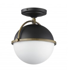  Duke 1-Light Semi Flush Mount-(12410SWBKWBR)-Maxim