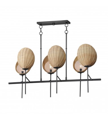 Maldives 6-Light Linear Chandelier-(12607NABK)-Maxim  Maldives 6-Light Linear Chandelier-(12607NABK)-Maxim