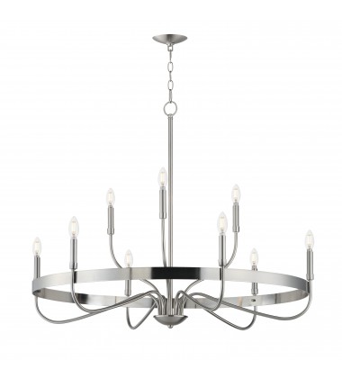 Frankie 9-Light Chandelier-(14499SN)-Maxim Frankie 9-Light Chandelier-(14499SN)-Maxim