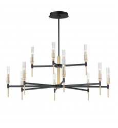  Flambeau 12-Light 2-Tier LED Chandelier-(16129CLBKAB)-Maxim