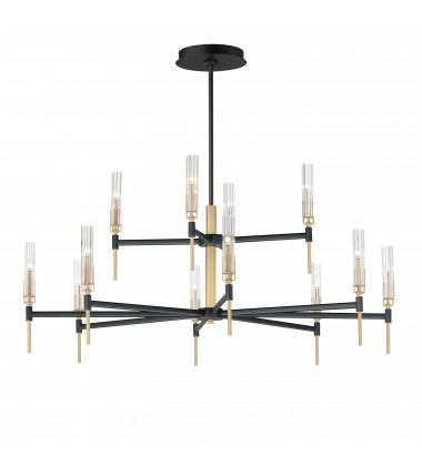  Flambeau 12-Light 2-Tier LED Chandelier-(16129CLBKAB)-Maxim