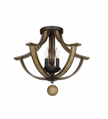  Basque 3-Light Semi-Flush Mount-(20343DWAR)-Maxim