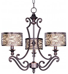  Mondrian 3-Light Chandelier-(21153WHUB)-Maxim