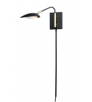  Scan 1-Light LED Pin-Up Wall Sconce-(21691BKSBR)-Maxim