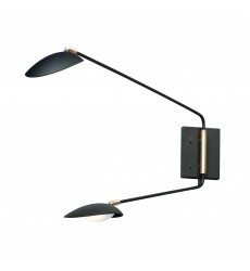  Scan 2-Light LED Pin-Up Wall Sconce-(21692BKSBR)-Maxim