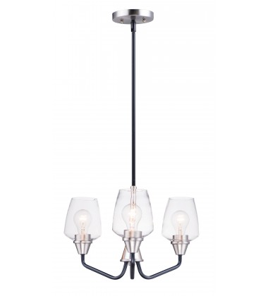  Goblet 3-Light Chandelier-(26124CLBKSN)-Maxim
