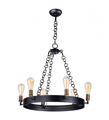  Noble 6-Light Chandelier-(26273BKNAB)-Maxim