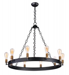  Noble 10-Light Chandelier w/Bulbs-(26275BKNAB/BUL)-Maxim